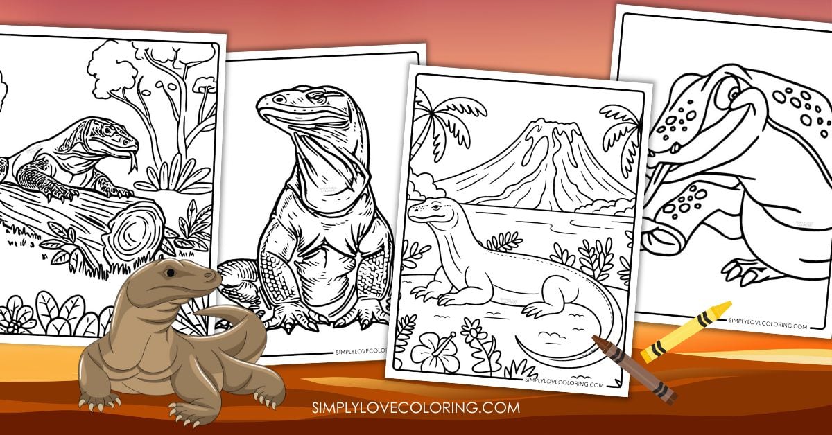 komodo dragon colorinag pages featured image