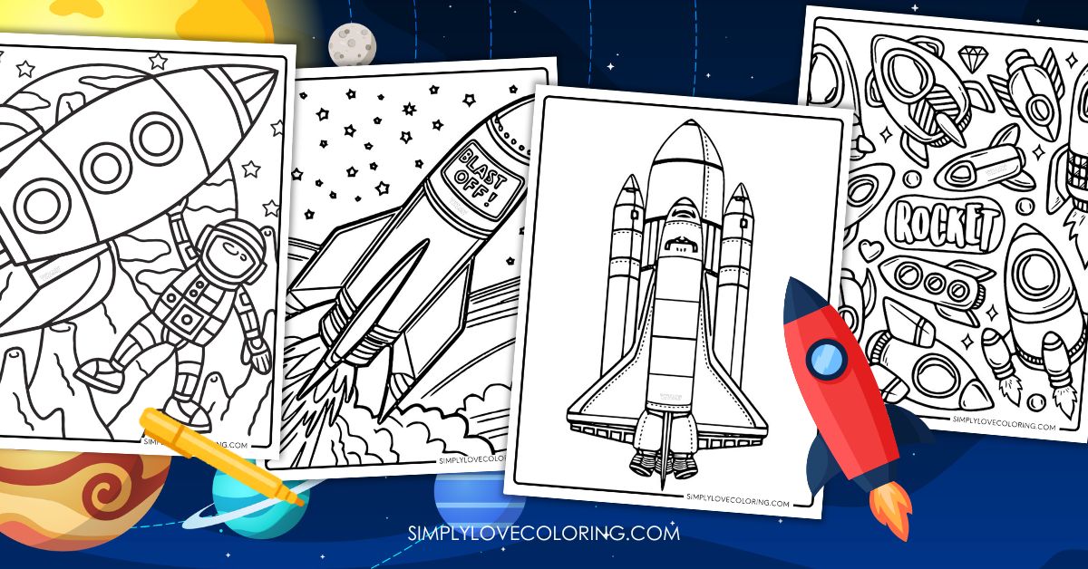 rocket coloring pages featured image
