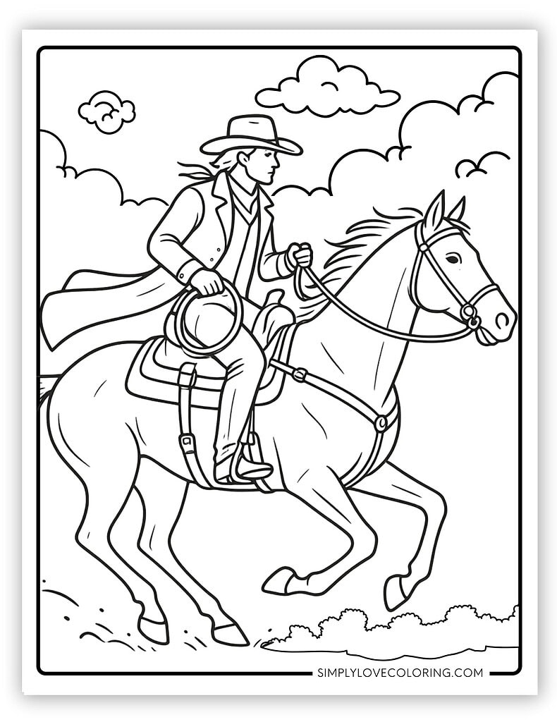 Cowboy Riding a Running Horse
