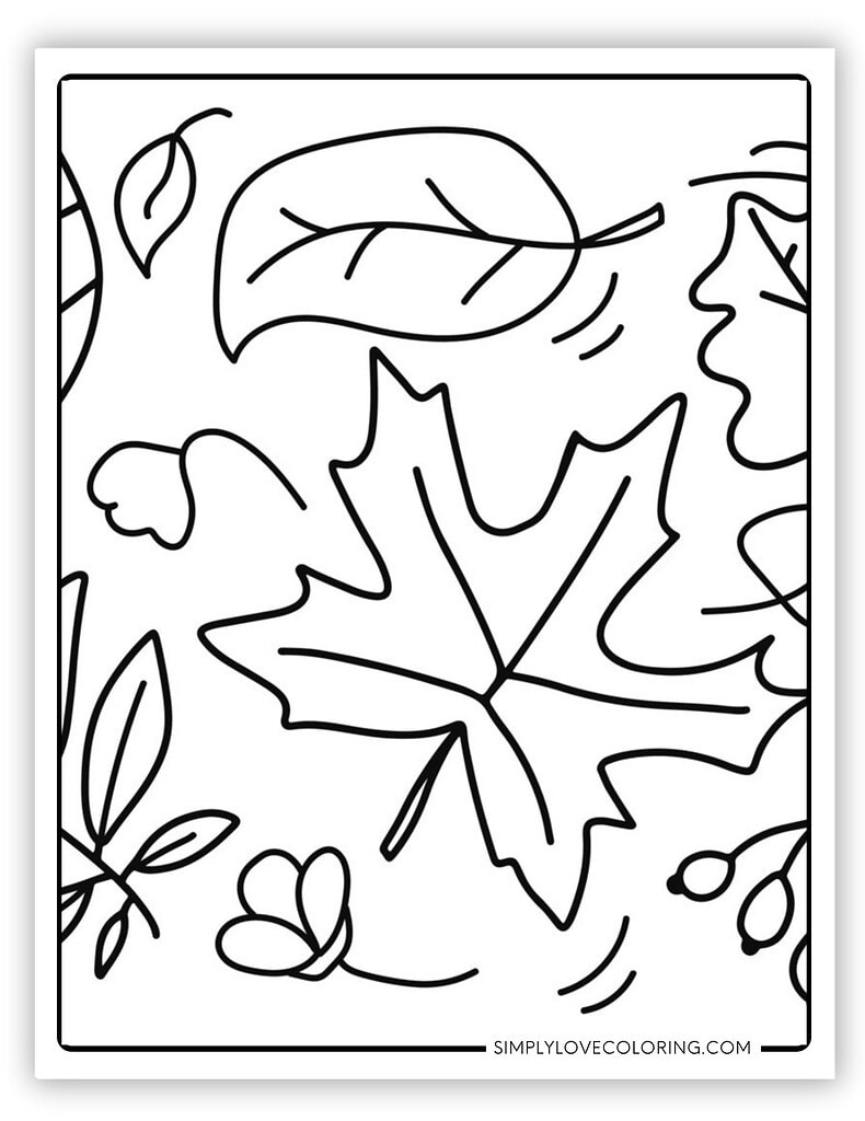 Easy to Color Fall Leaves