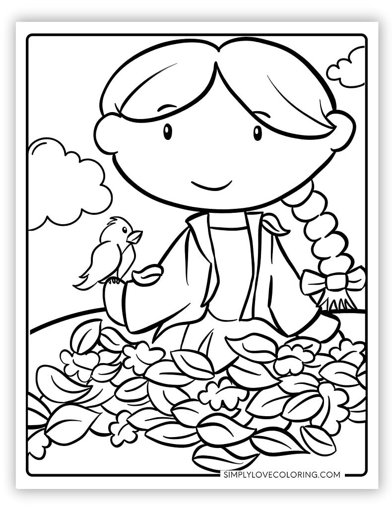 Girl in Pile of Fall Leaves