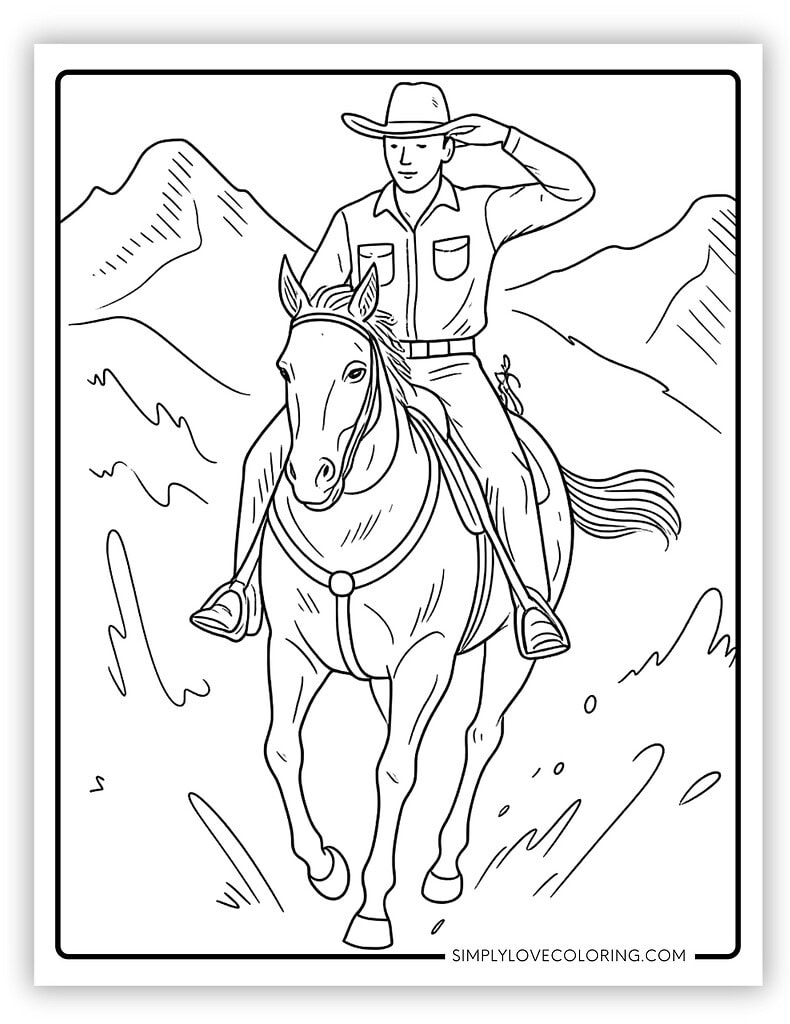 Realistic Cowboy Riding Horse