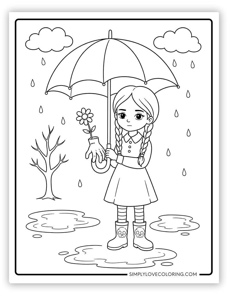 Cute Wednesday Holding Umbrella