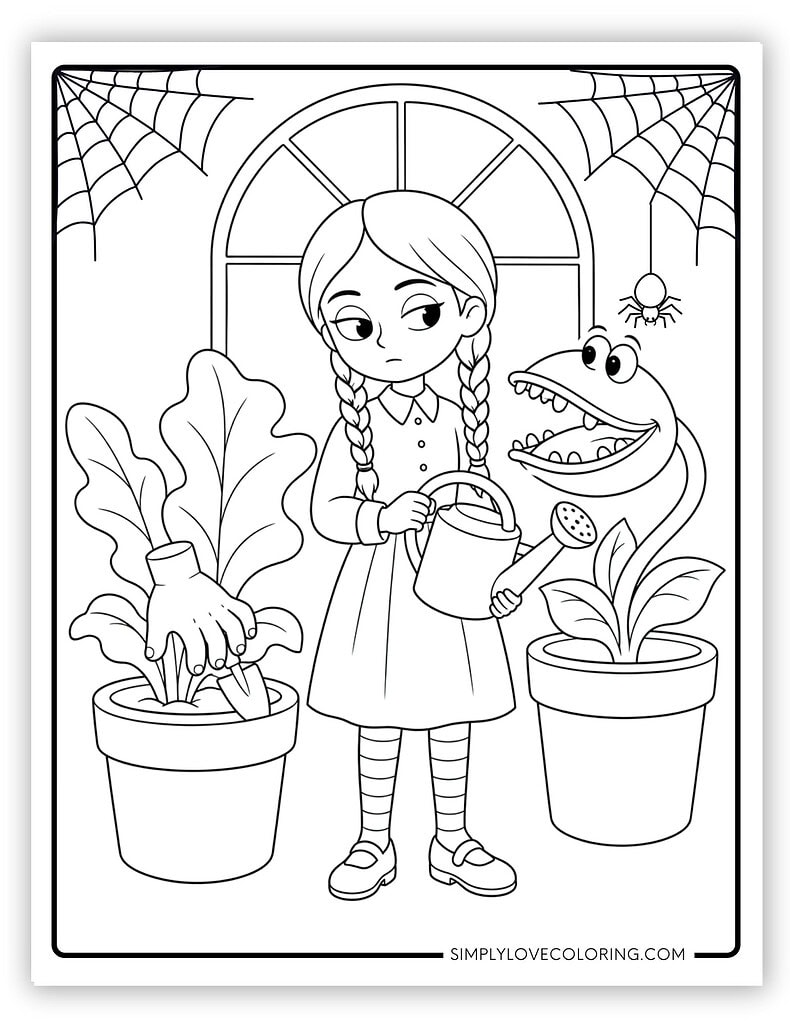 Cute Wednesday Watering Plants Wednesday Coloring Pages