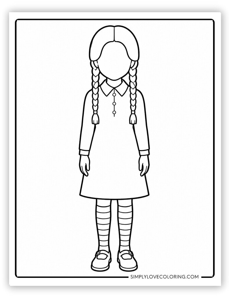 Draw the Face Activity Wednesday Coloring Page