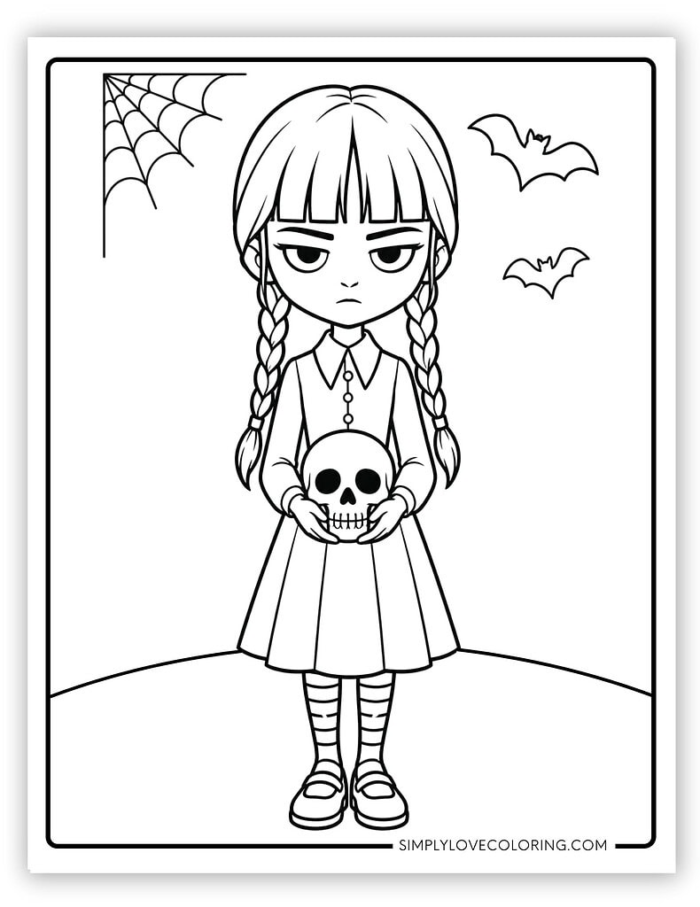 Easy to Color Wednesday Coloring Pages