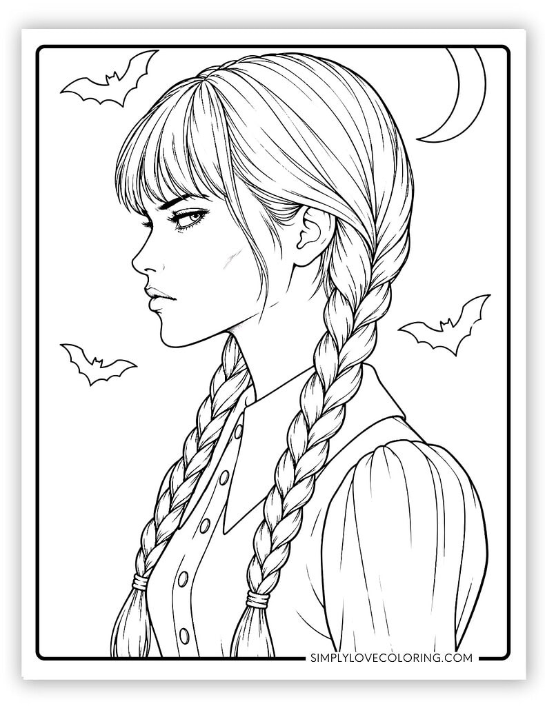 Side-eyed Wednesday Coloring Pages