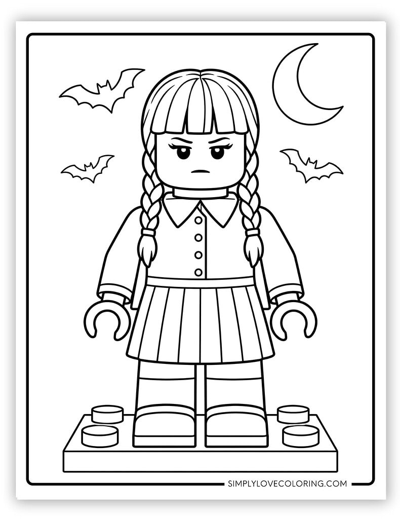Wednesday at a Lego Minifigure Wednesday Coloring Pages