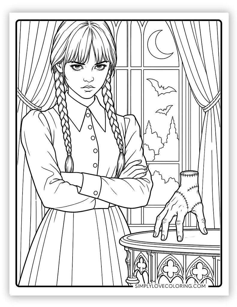 Wednesday with Crossed Arms Wednesday Coloring Pages